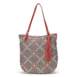 Sac Cabas en Tissu Brodé et Cuir - Arthur & Aston