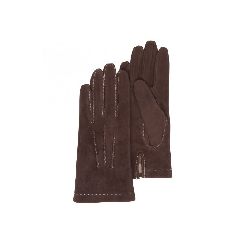 Gants Femme Cuir de Chèvre Velours Noir - Isotoner