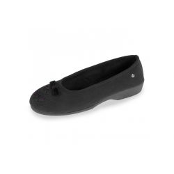 Chausson Ballerines Femme en Suédine Noir - Isotoner
