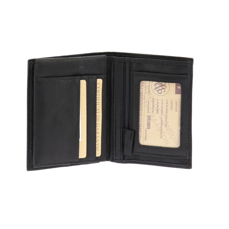 Portefeuille En Cuir De Vachette Rouge Arthur & Aston - Porte-cartes Trois Volets 20x11.5cm Occasion Comme Neuf