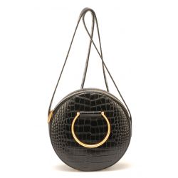 Sac Bandoulière Rond Nahla en Cuir de Vachette Façon Croco - Arthur & Aston