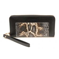 Compagnon Zippé Adriana en Cuir de Vachette Façon Python - Arthur & Aston