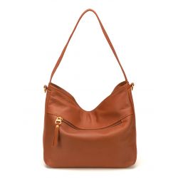 Sac Porté Épaule en Cuir de Vachette - Mocca