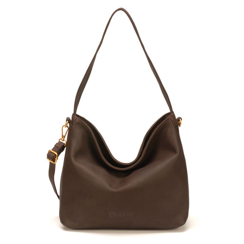 Sac Porté Épaule en Cuir de Vachette - Mocca