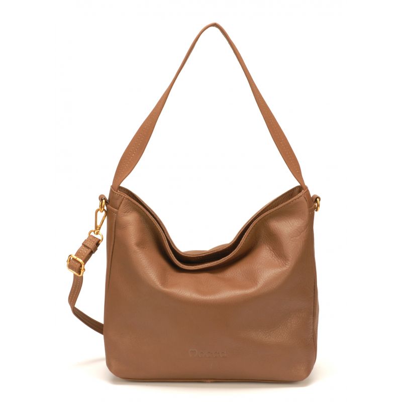 Sac Porté Épaule en Cuir de Vachette - Mocca