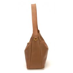 Sac Porté Épaule en Cuir de Vachette - Mocca