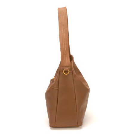 Sac Porté Épaule en Cuir de Vachette - Mocca