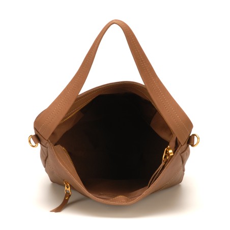 Sac Porté Épaule en Cuir de Vachette - Mocca