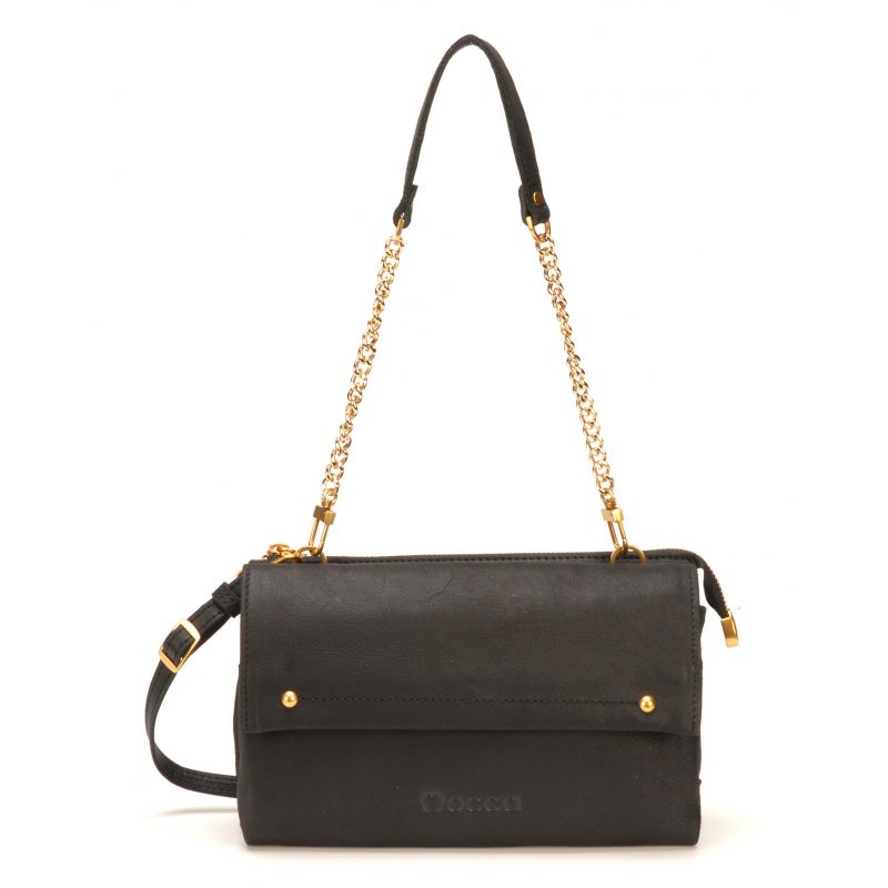 Pochette Bandoulière Double compartiment en Cuir de Vachette - Mocca