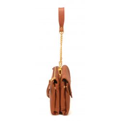 Pochette Bandoulière Double compartiment en Cuir de Vachette - Mocca