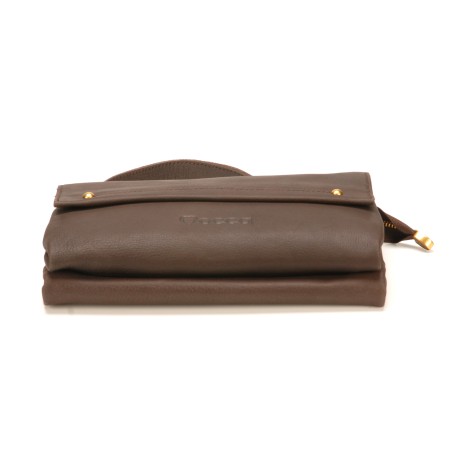 Pochette Bandoulière Double compartiment en Cuir de Vachette - Mocca