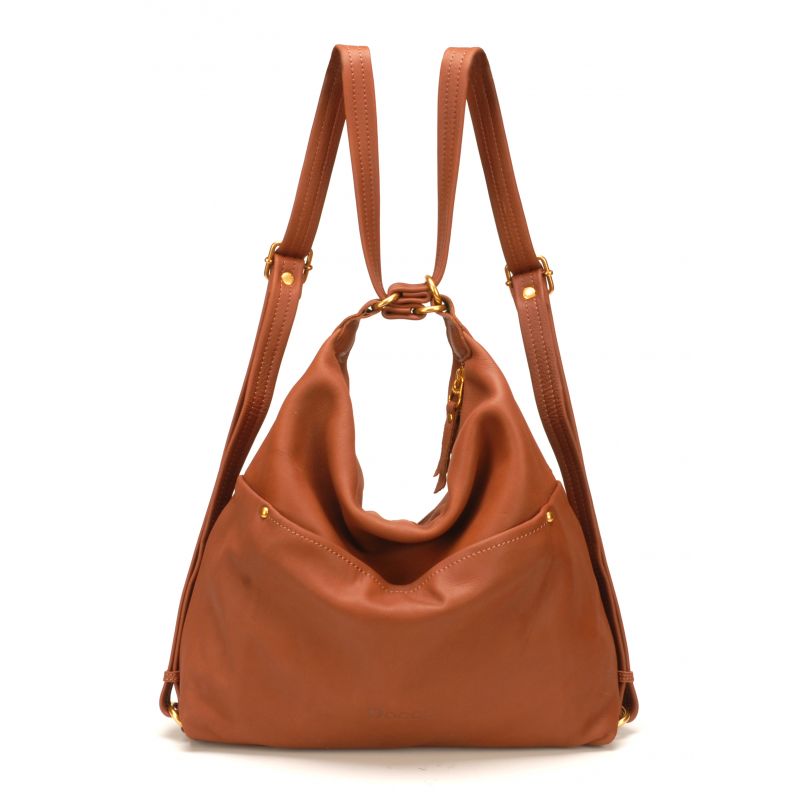 Sac à dos 2-en-1 en Cuir de Vachette - Mocca