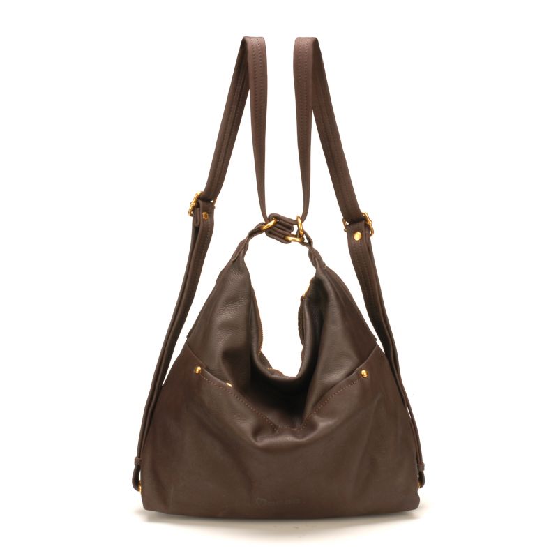 Sac à dos 2-en-1 en Cuir de Vachette - Mocca