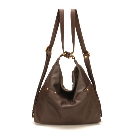 Sac à dos 2-en-1 en Cuir de Vachette - Mocca