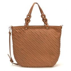Sac Porté Main Grand Modèle en Cuir de Vachette - Mocca