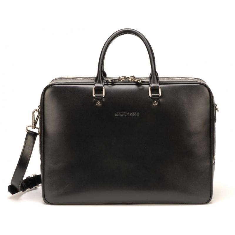 Porte-Documents 2 Comp. Bradley en Cuir Noir - Arthur & Aston