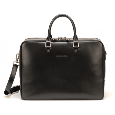 Porte-Documents 2 Comp. Bradley en Cuir Noir - Arthur & Aston