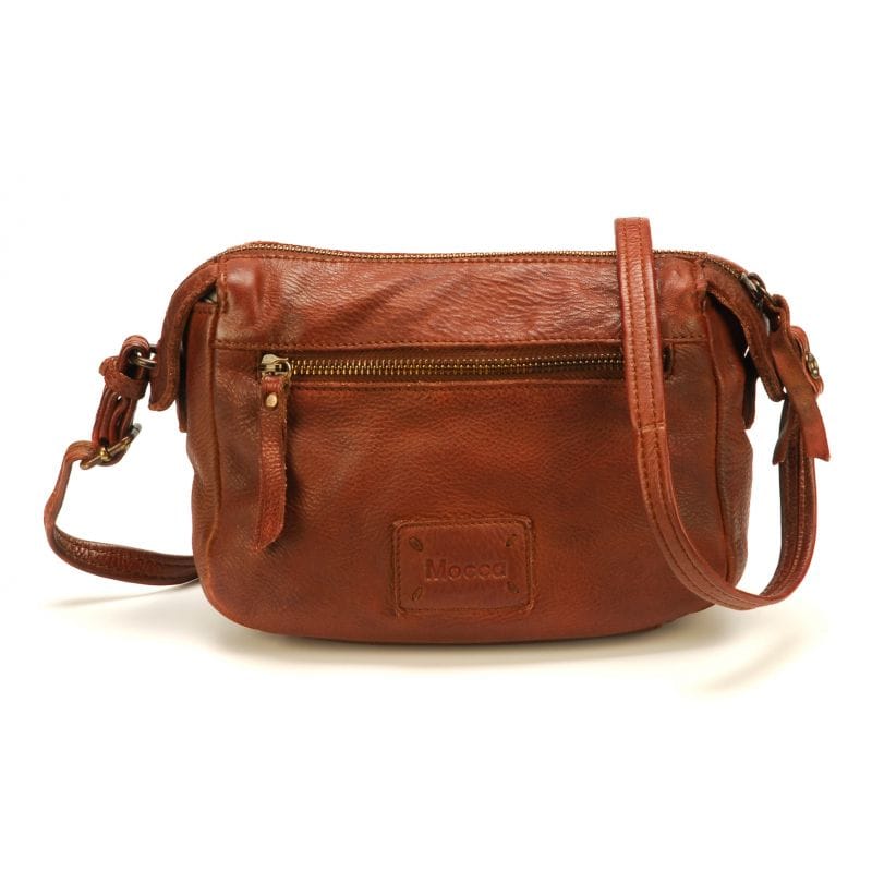 Sac Bandouli?�re en Cuir D?�lav?� - Mocca