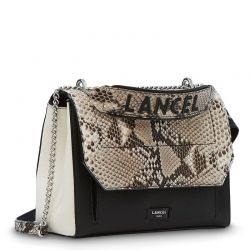 Sac Bandoulière Rabat M Ninon en Cuir Python Noir - Lancel