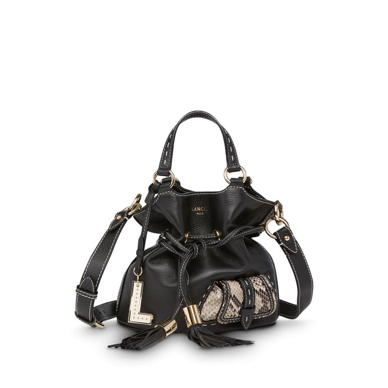 Sac Seau S Premier Flirt en Cuir Python Noir - Lancel