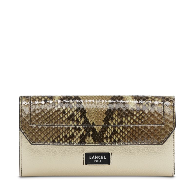 Portefeuille Slim Rabat Ninon en Cuir Python - Lancel