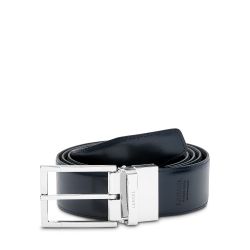 Ceinture Réversible Double L Noir/Bleu en Cuir - Lancel