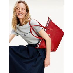 Sac Cabas Monogram en Toile Rouge - Tommy Hilfiger