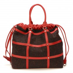 Sac porté main cuir et tissu Diana