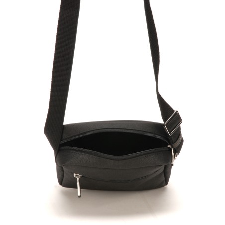 Sac travers moyen modèle Aaron en toile polyester garniture cuir