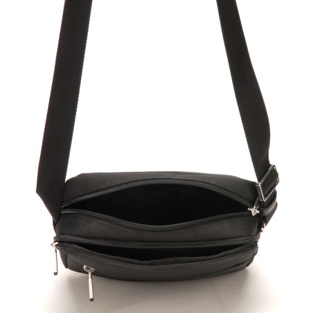 Sac travers grand modèle Aaron en toile polyester garniture cuir