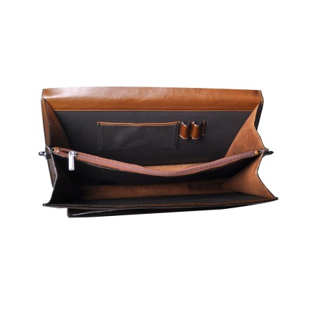 Serviette 2 Soufflets en Cuir Vachette - Arthur & Aston